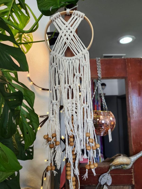MACRAME WALL ART - WHITE BEADED