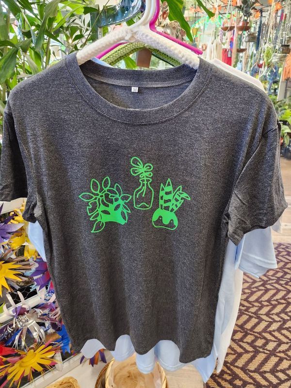 PLANT-TEE &quot;GREEN PLANT TRIO&quot; - MEDIUM GREY