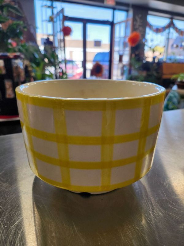 CERAMIC POT 6.5&quot; - YELLOW FLANEL