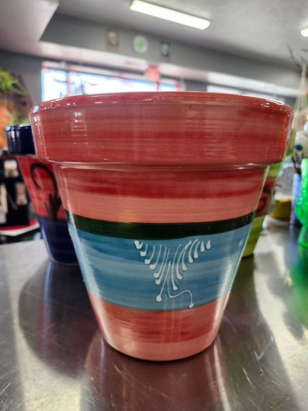CERAMIC POT 10&quot; - MISC PAINTED