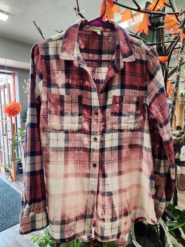 BLEACH-DYED FLANEL - WOMEN&#39;S XL &quot;PLUM&quot;