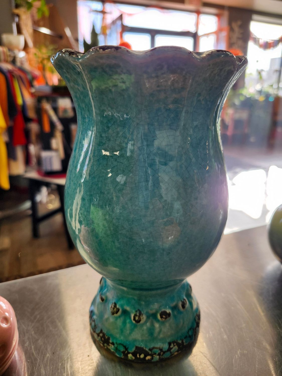 CERAMIC VASE - AGED TURQUOISE