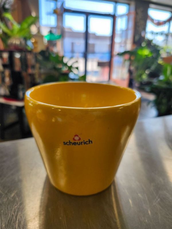 VINTAGE PORCELIN POT 5.5&quot; - YELLOW