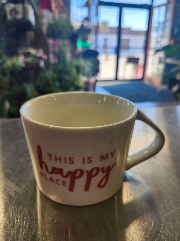 &quot;HAPPY PLACE&quot; MUG W DRAIN