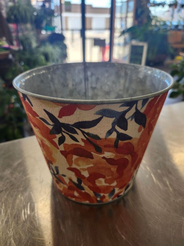 METAL POT 8&quot; - FLORAL