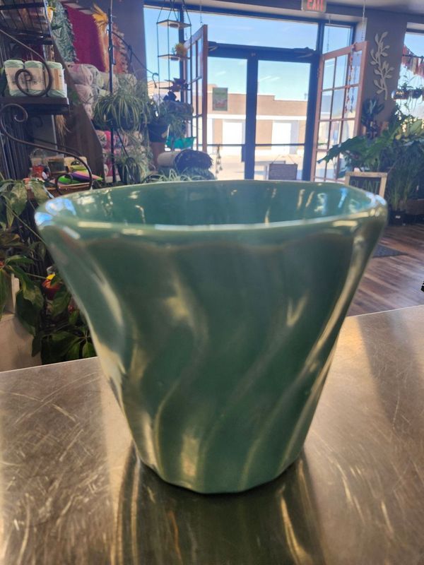 CERAMIC POT 7&quot; - TEAL WAVES