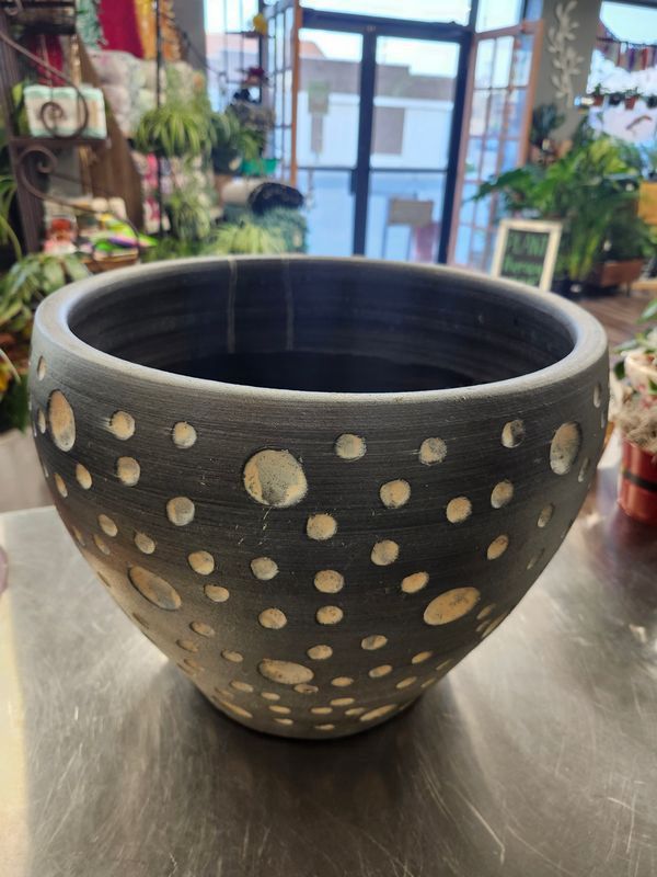 POLKA DOT POT W/DRAIN 14&quot;