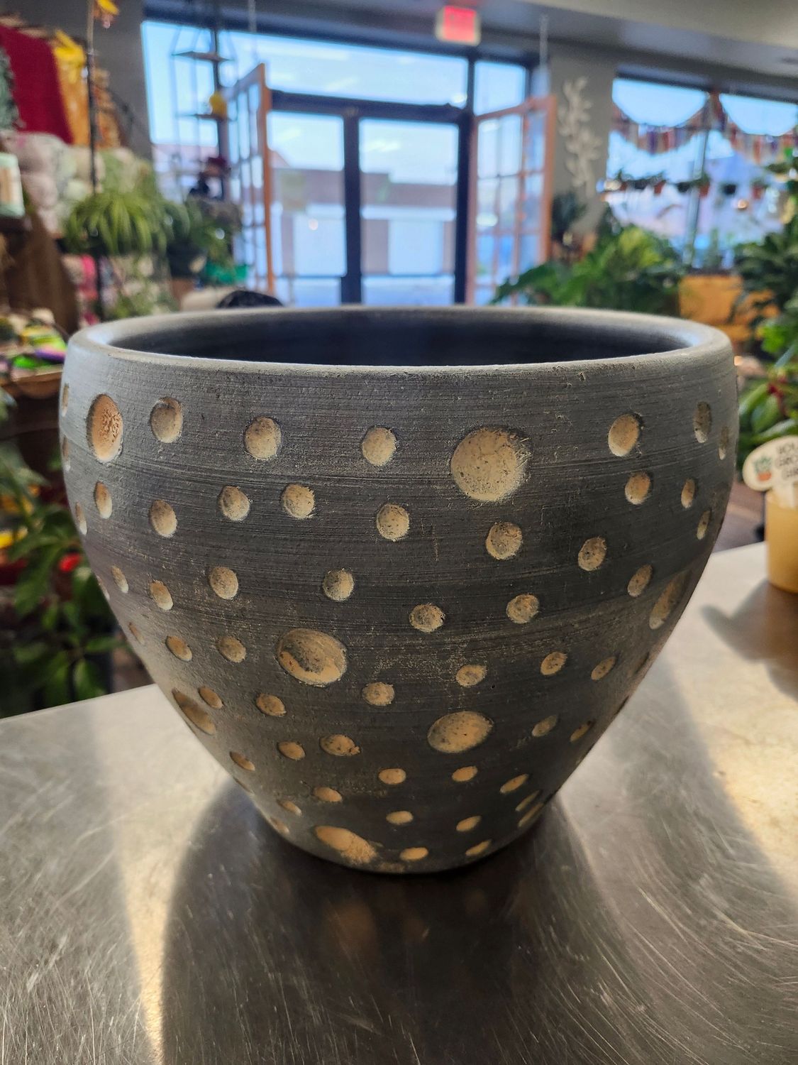 POLKA DOT POT W/DRAIN 11&quot;