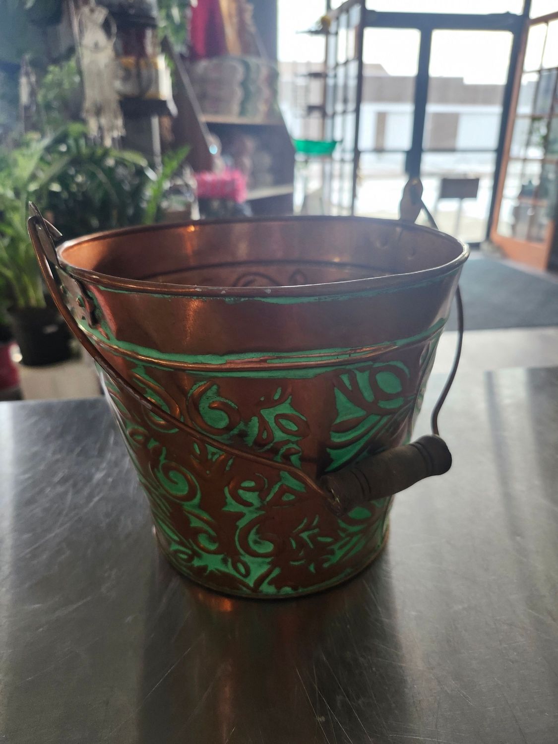 METAL BUCKET - TEAL/COPPER