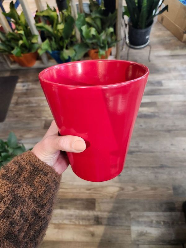CERAMIC POT RED 6&quot;