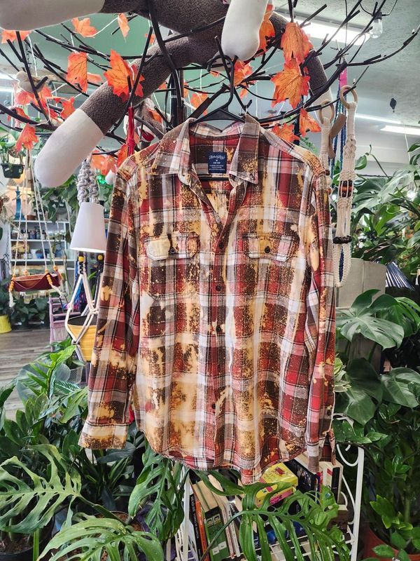 BLEACH DYED FLANEL - CHOC CHERRY
