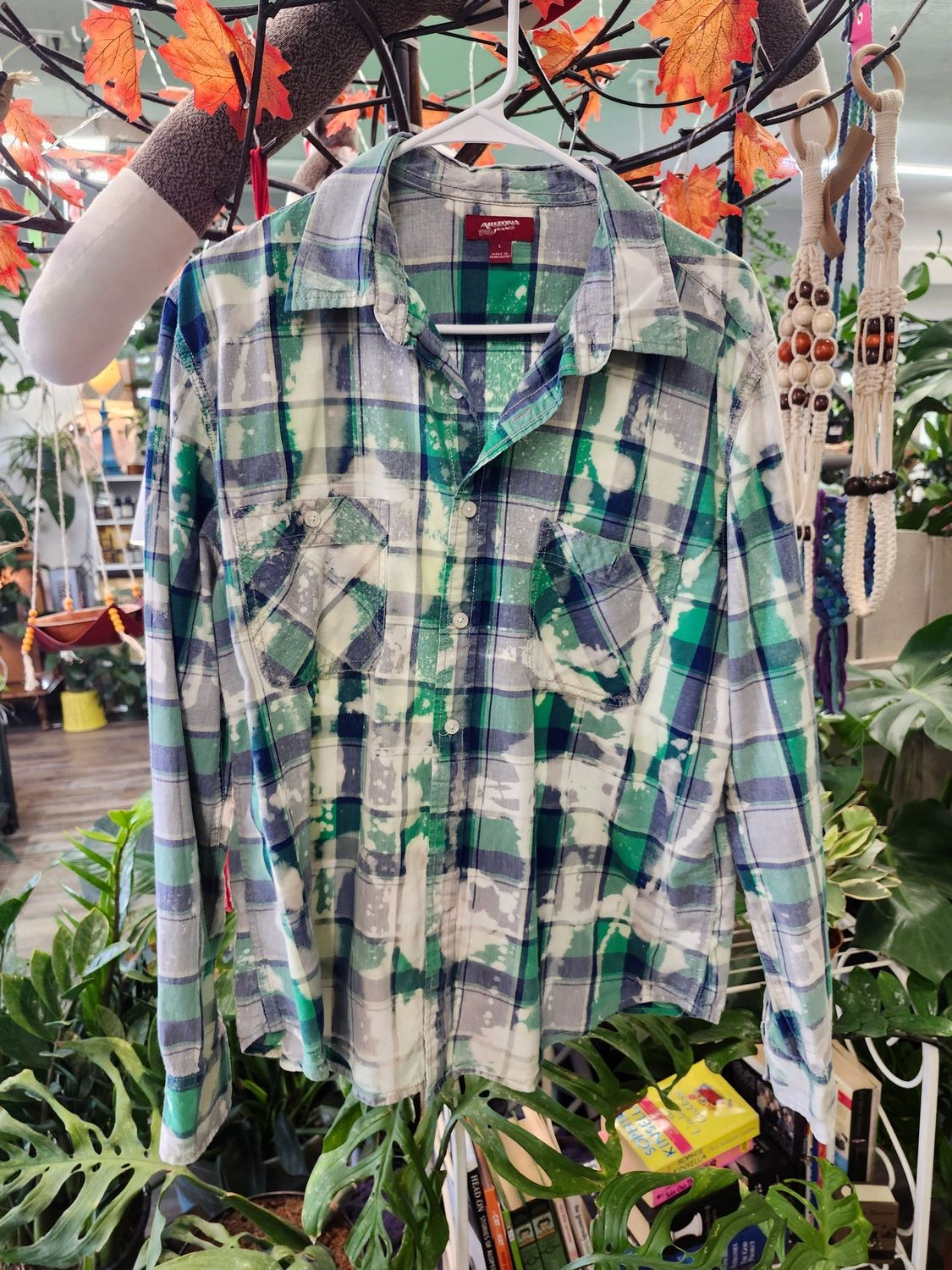 BLEACH DYED FLANEL LARGE - OCEAN MOSS