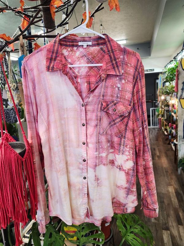 BLEACH DYED FLANEL WOMEN&#39;S XL - LUMBERJACK SPLASH