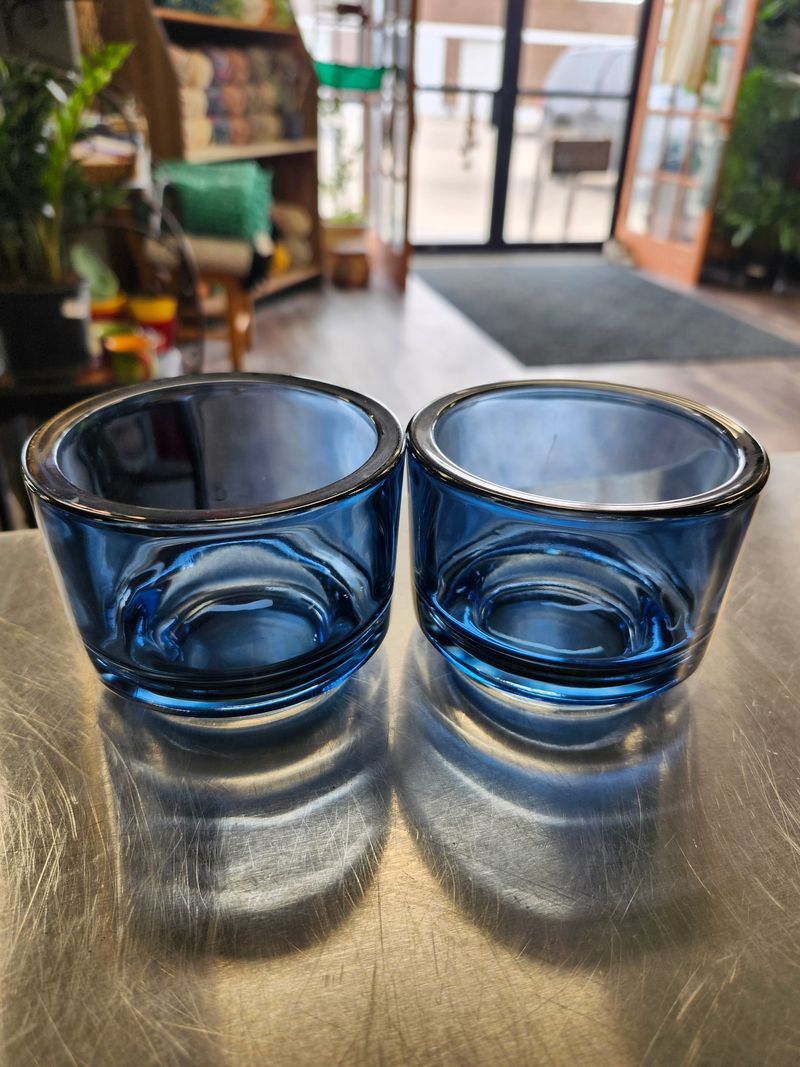 GLASS POT 3.5&quot; - BLUE
