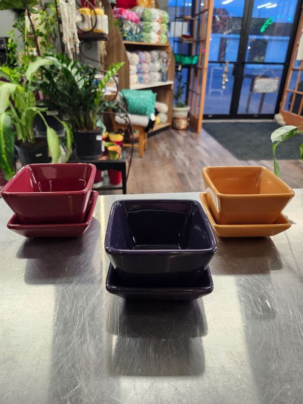 SQUARE POT 5&quot; W/TRAY -MISC
