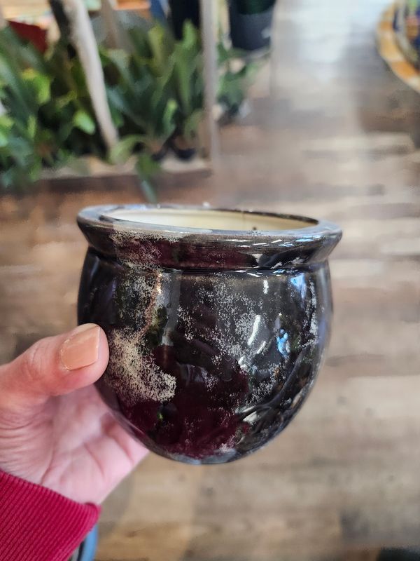 CERAMIC POT 4&quot; - BLACK MARBLE
