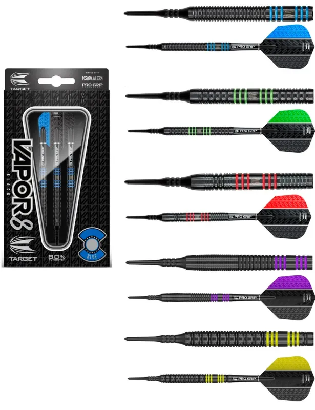VAPOR 8 BLACK WITH BLUE RINGS SOFT TIP DARTS BY TARGET - VAPOR8