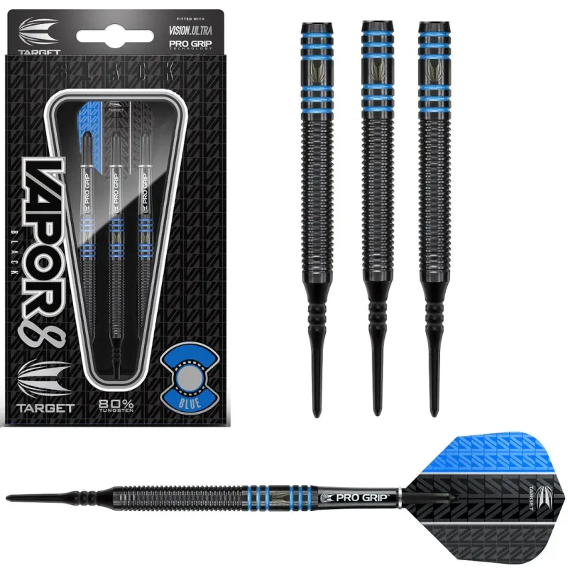 VAPOR 8 BLACK WITH BLUE RINGS SOFT TIP DARTS BY TARGET - VAPOR8