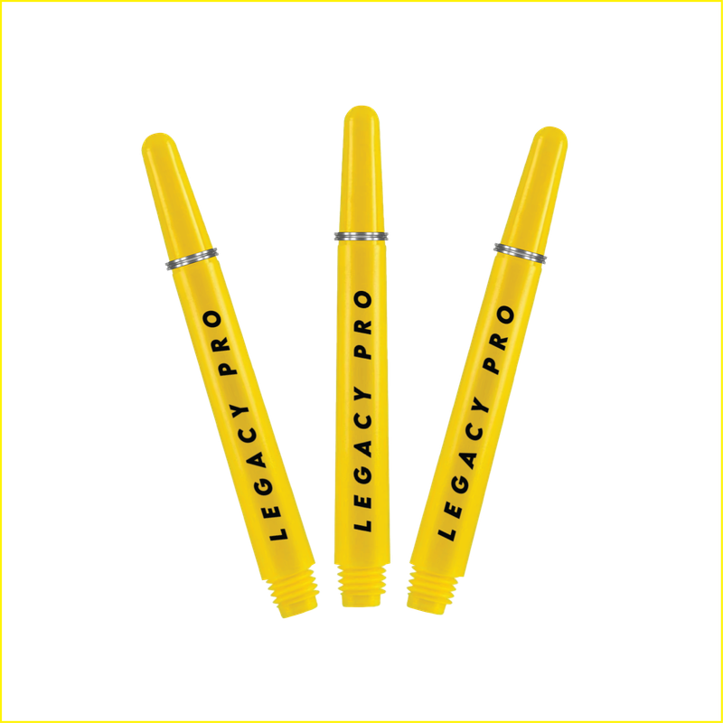 LEGACY PRO Short Dart Shafts - Black/Yellow 
1 SET (3 Dart Shafts in Total)