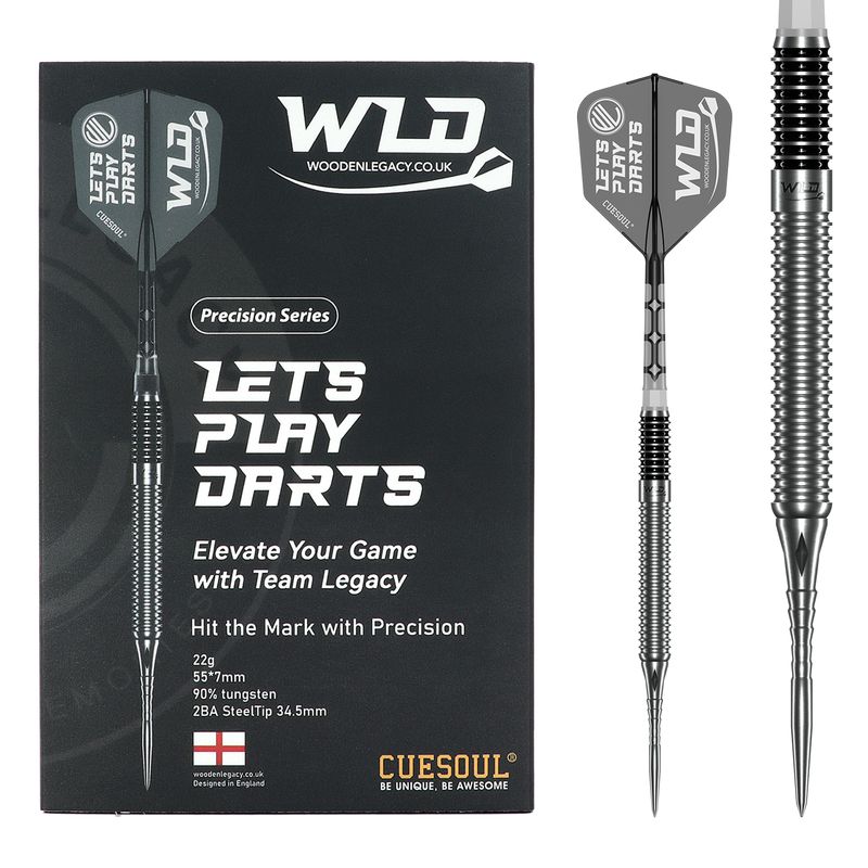 WLD BLACK PRECISION SERIES DARTS 90% TUNGSTEN (Steel 2BA Point 34.5mm)