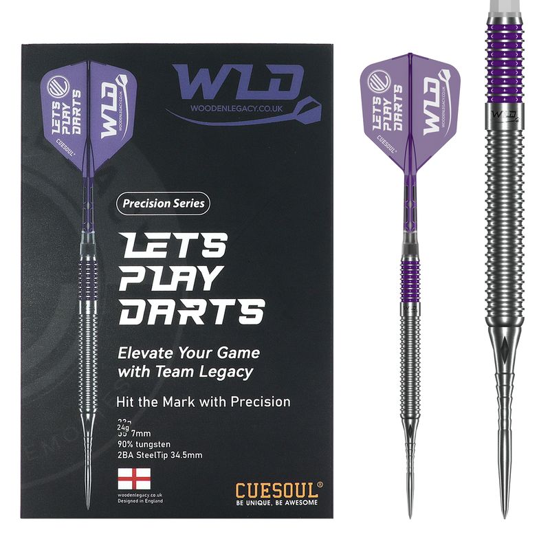 WLD PURPLE PRECISION SERIES DARTS 90% TUNGSTEN (Steel 2BA Point 34.5mm)
