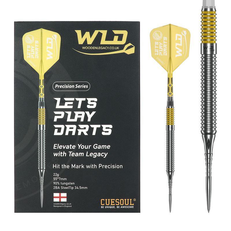 WLD YELLOW PRECISION SERIES DARTS 90% TUNGSTEN (Steel 2BA Point 34.5mm)