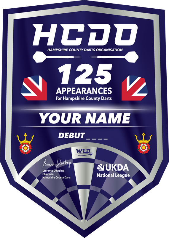 Hampshire County Darts Player Appearance Award Plaque (SILVER)