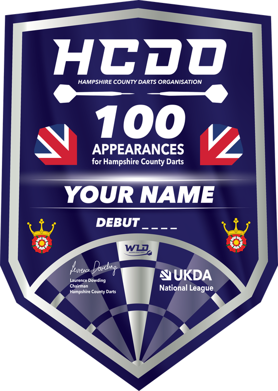 Hampshire County Darts Player Appearance Award Plaque (SILVER)