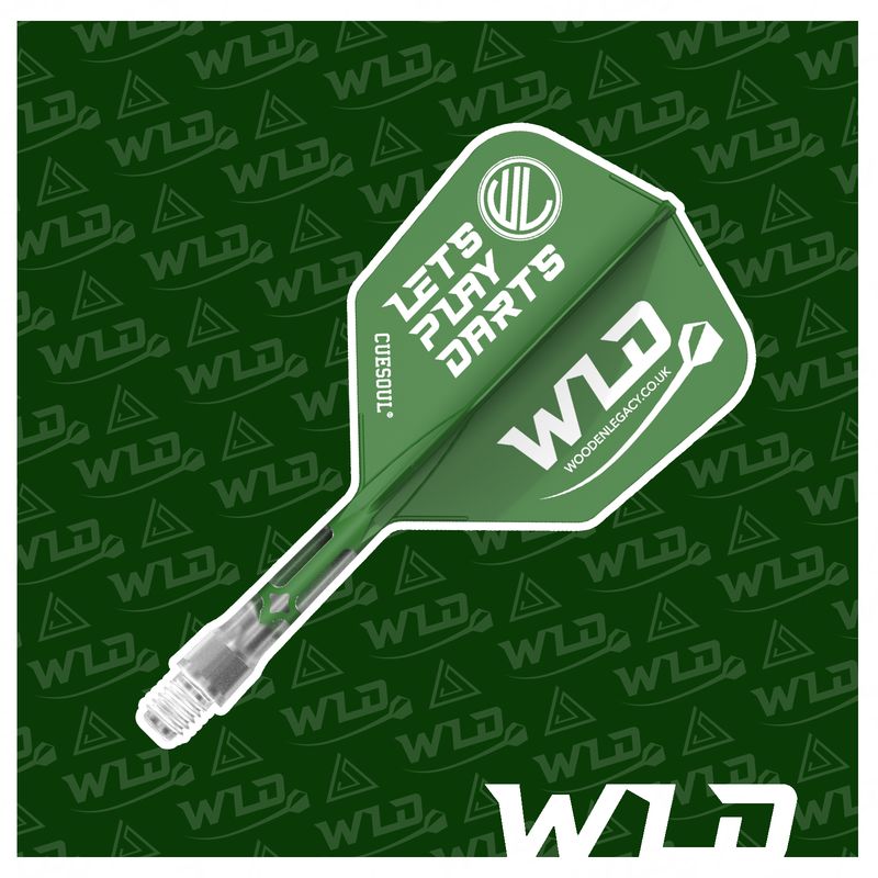LETS PLAY DARTS ROST T19 INTEGRATED DART SHAFT AND FLIGHTS - BIG WING - GREEN