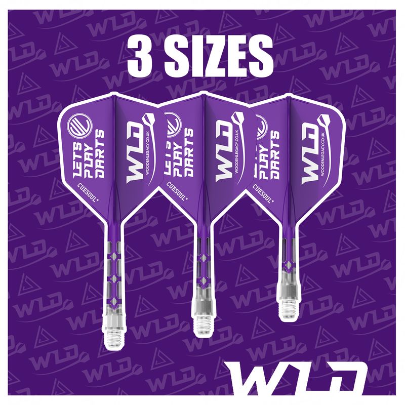 LETS PLAY DARTS ROST T19 INTEGRATED DART SHAFT AND FLIGHTS - BIG WING - PURPLE