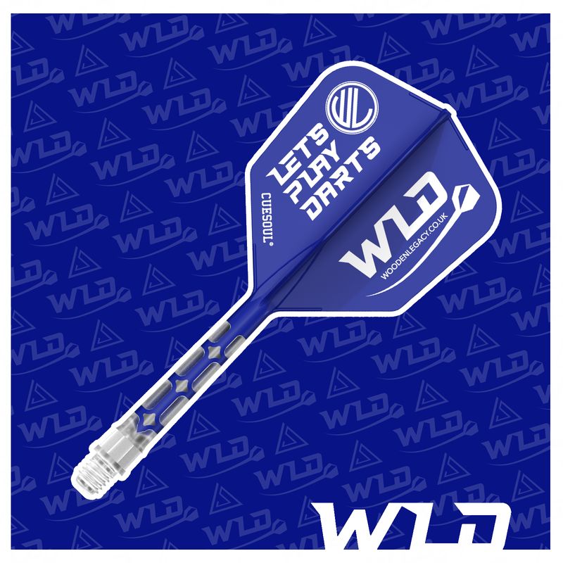 LETS PLAY DARTS ROST T19 INTEGRATED DART SHAFT AND FLIGHTS - BIG WING - BLUE