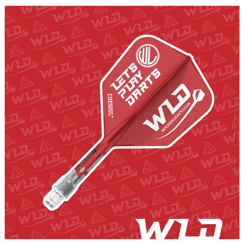 LETS PLAY DARTS ROST T19 INTEGRATED DART SHAFT AND FLIGHTS - BIG WING - RED