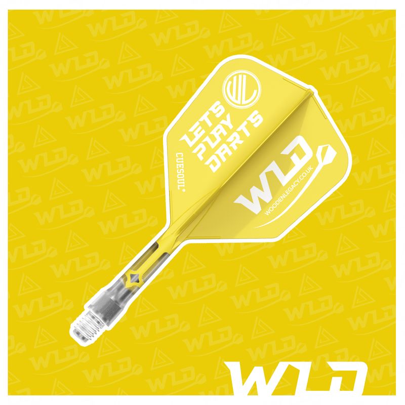 LETS PLAY DARTS ROST T19 INTEGRATED DART SHAFT AND FLIGHTS - BIG WING - YELLOW