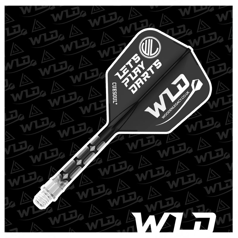 LETS PLAY DARTS ROST T19 INTEGRATED DART SHAFT AND FLIGHTS - BIG WING - BLACK