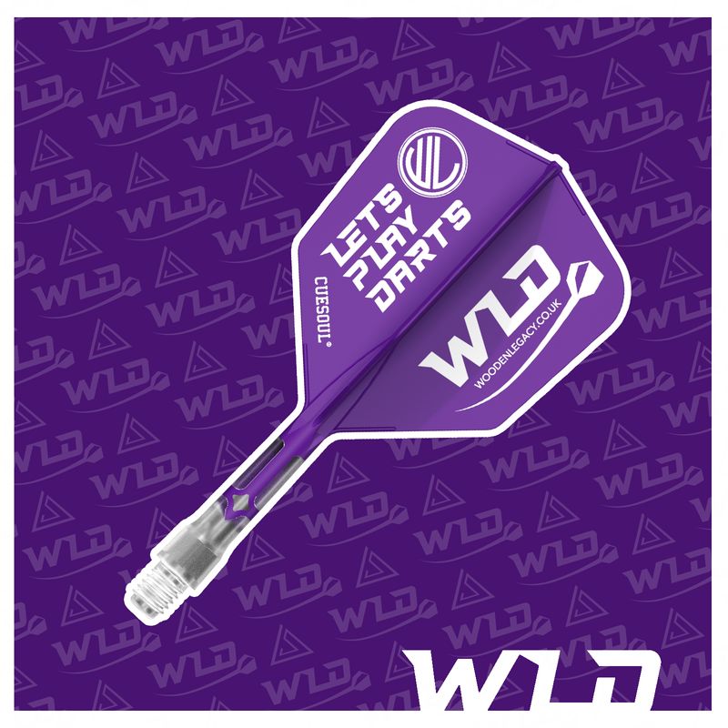 LETS PLAY DARTS ROST T19 INTEGRATED DART SHAFT AND FLIGHTS - BIG WING - PURPLE