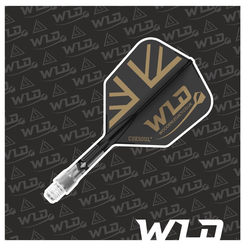 GB GOLD ROST T19 INTEGRATED DART SHAFT AND FLIGHTS - BIG WING -