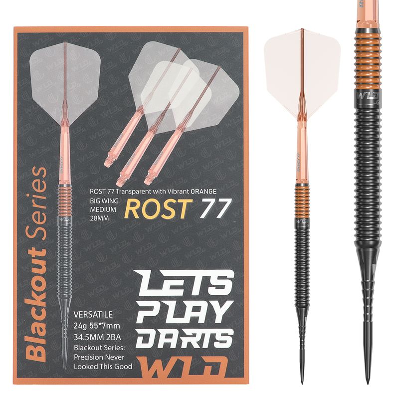 WLD 🟠 BLACKOUT SERIES 90% TUNGSTEN DARTS, "NOIR ORANGE"