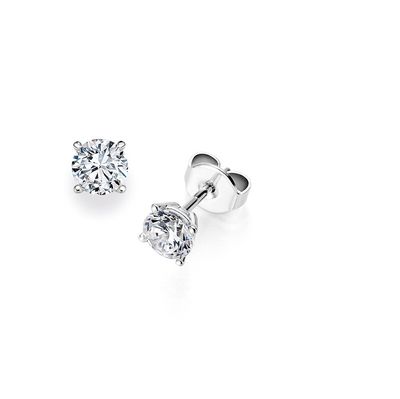 Solitaire Ohrstecker mit 4 Krappenfassung aus 585/- Weißgold Solitaire Ohrstecker mit 4 Krappenfassung aus 585/- Weißgold