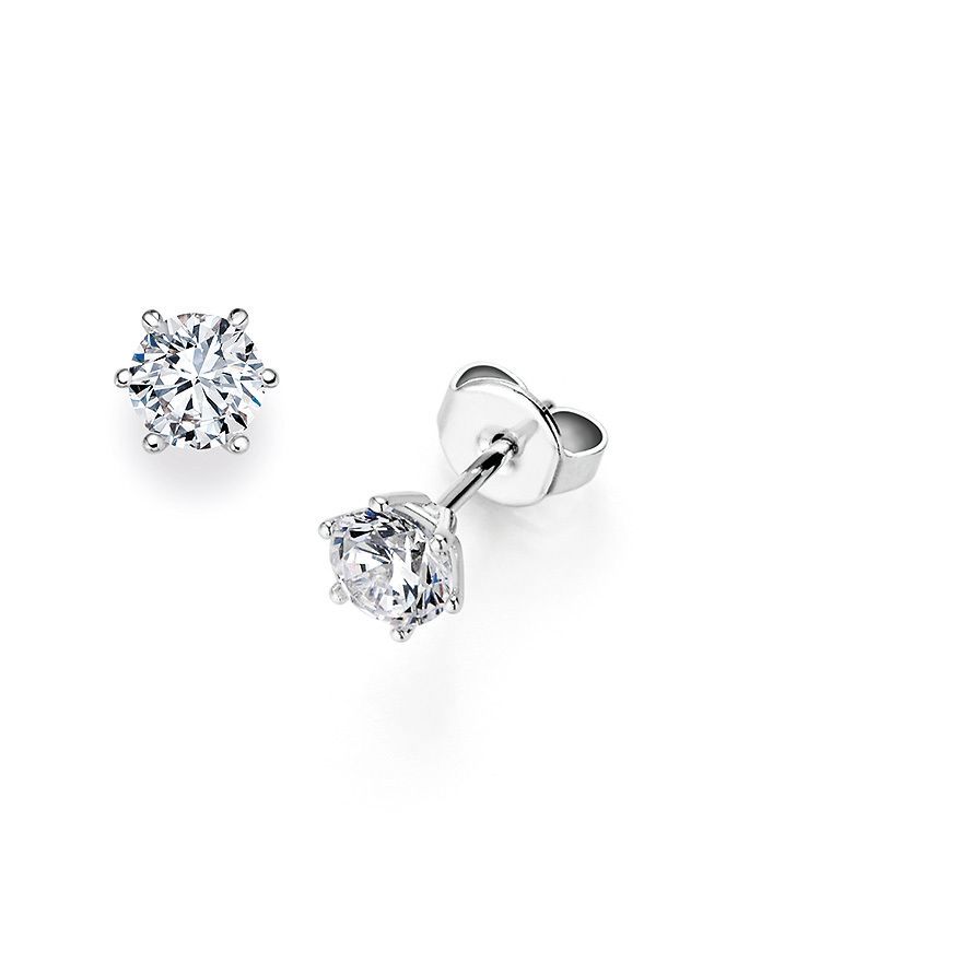 Solitaire Ohrstecker mit 6 Krappenfassung aus 585/- Weißgold