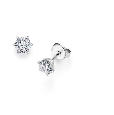 Solitaire Ohrstecker mit 6 Krappenfassung aus 585/- Weißgold Solitaire Ohrstecker mit 6 Krappenfassung aus 585/- Weißgold