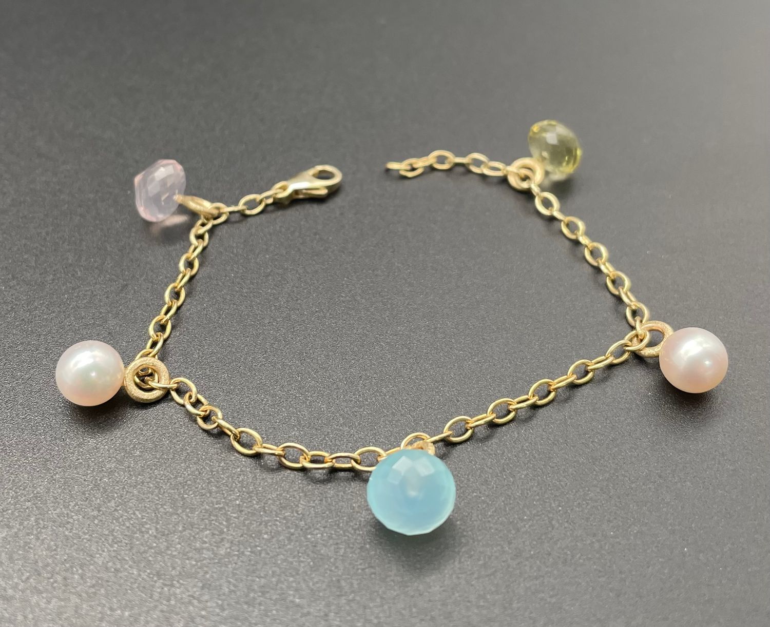 Armband 585/- Farbsteine Zuchtperle