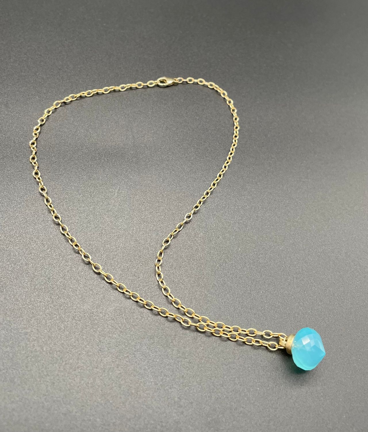 Collier 585/- mit Chalcedon Anhänger