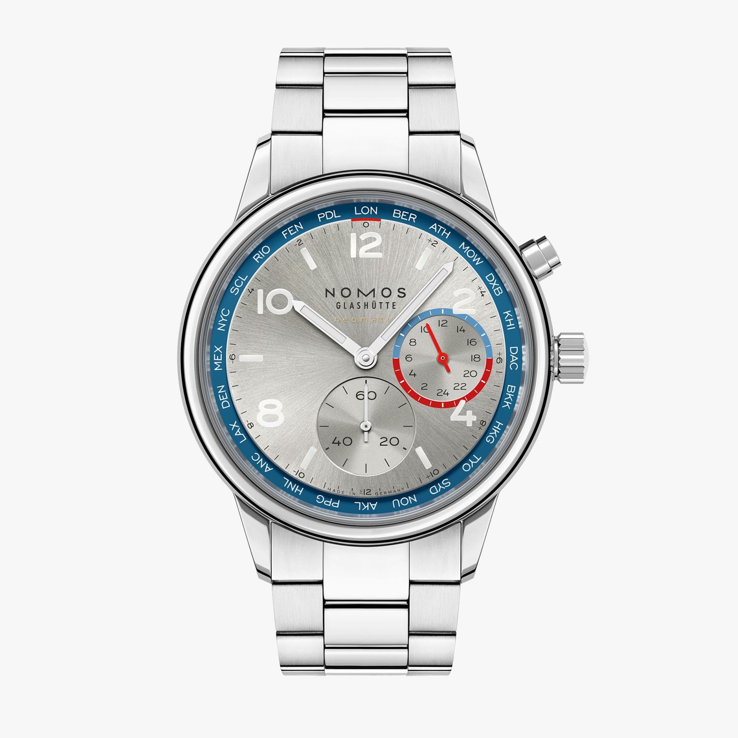 NOMOS Club Sport Neomatik Weltzeit Silber