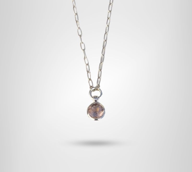 Halskette 925/- Silber mit rosa Turmalin Anhänger