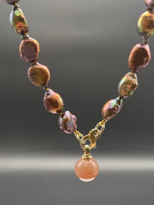 Collier Süsswasserperle braun 585/- Gelbgold