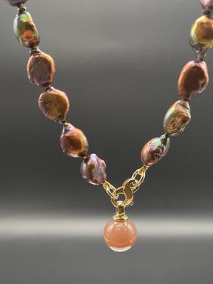 Collier Süsswasserperle braun 585/- Gelbgold