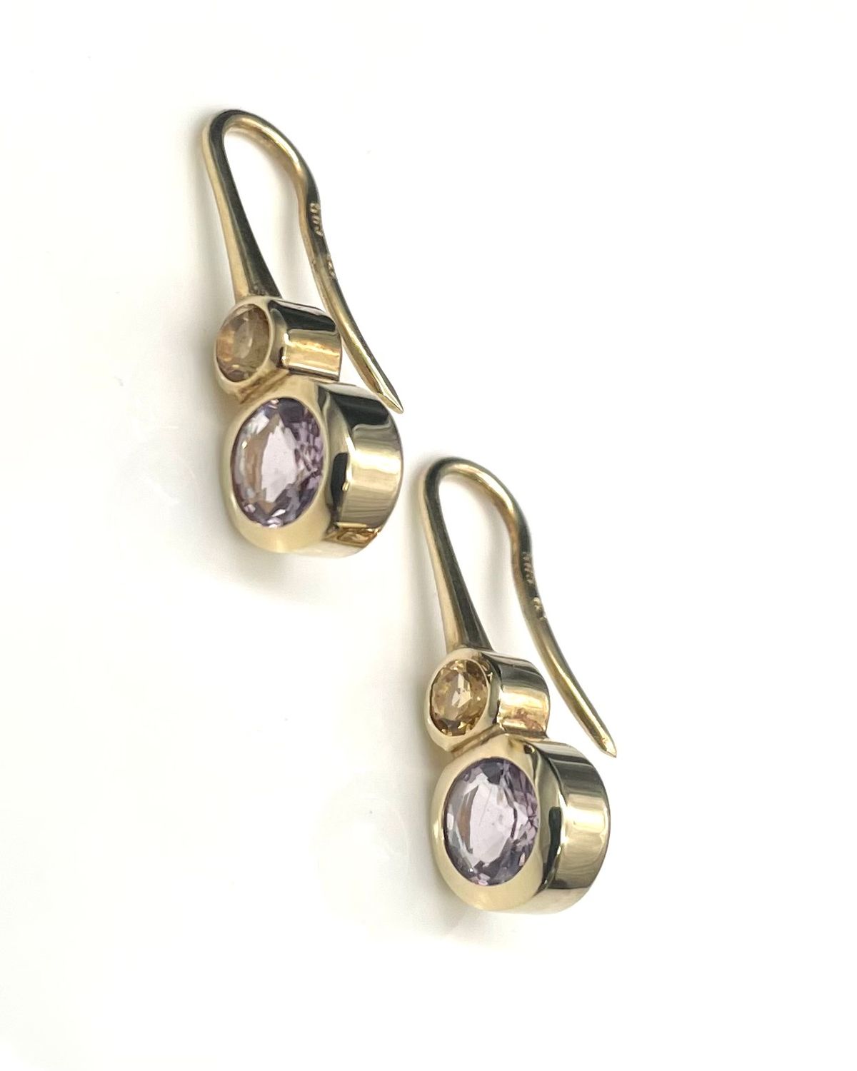 Ohrhänger 585/- Gelbgold Citrin Amethist
