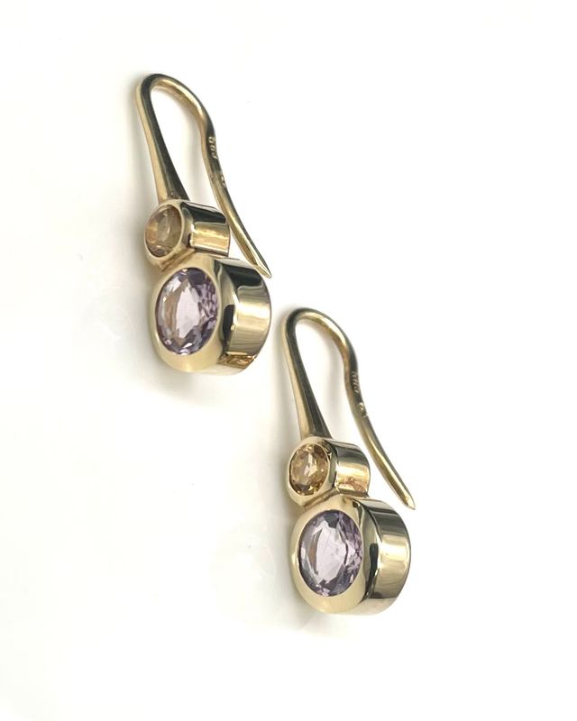 Ohrhänger 585/- Gelbgold Citrin Amethist
