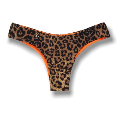 Isa Animal Print Thong  | Printed Bikini | Semi-wire thong | Ripple | Lift Butt | Double Sided Orange | Reversible | leopard