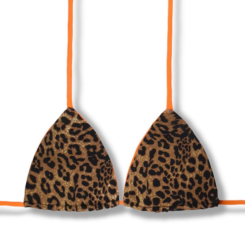 Top Lua Animal Print | Reversível Laranja neon | Triângulo com Bojo